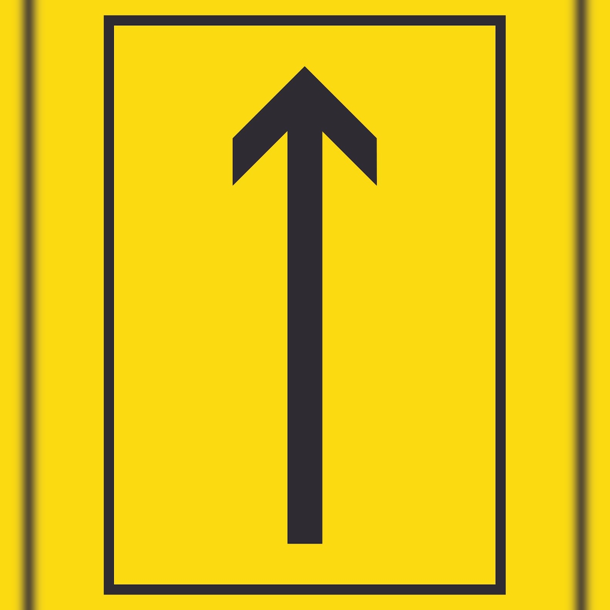 HB-Druck Richtungspfeil hoch Schild hochkant schwarz gelb Pfeil A6 Rückseite selbstklebend Image
