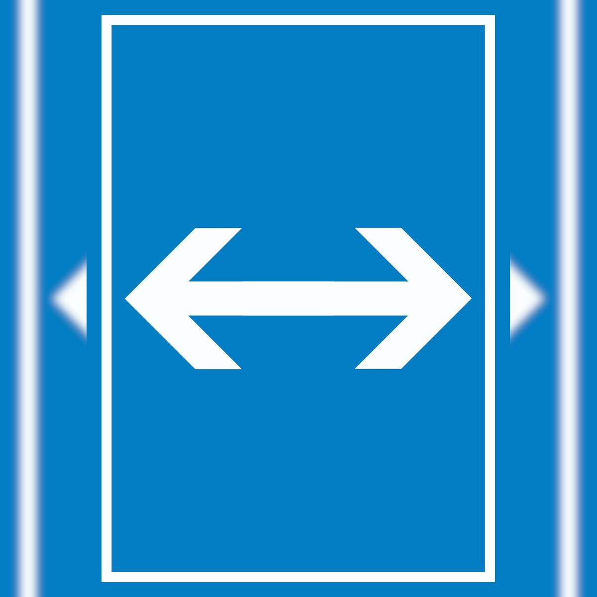 HB-Druck Richtungspfeil rechts links Schild hochkant weiss blau Pfeil A3 Rückseite selbstklebend Image