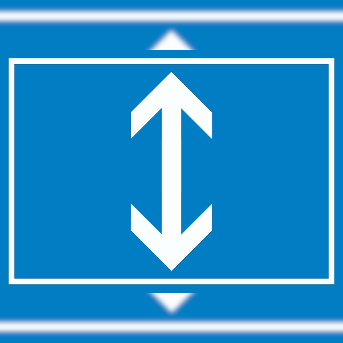 HB-Druck Richtungspfeil hoch runter Schild waagerecht weiss blau Pfeil A5 Rückseite selbstklebend Image