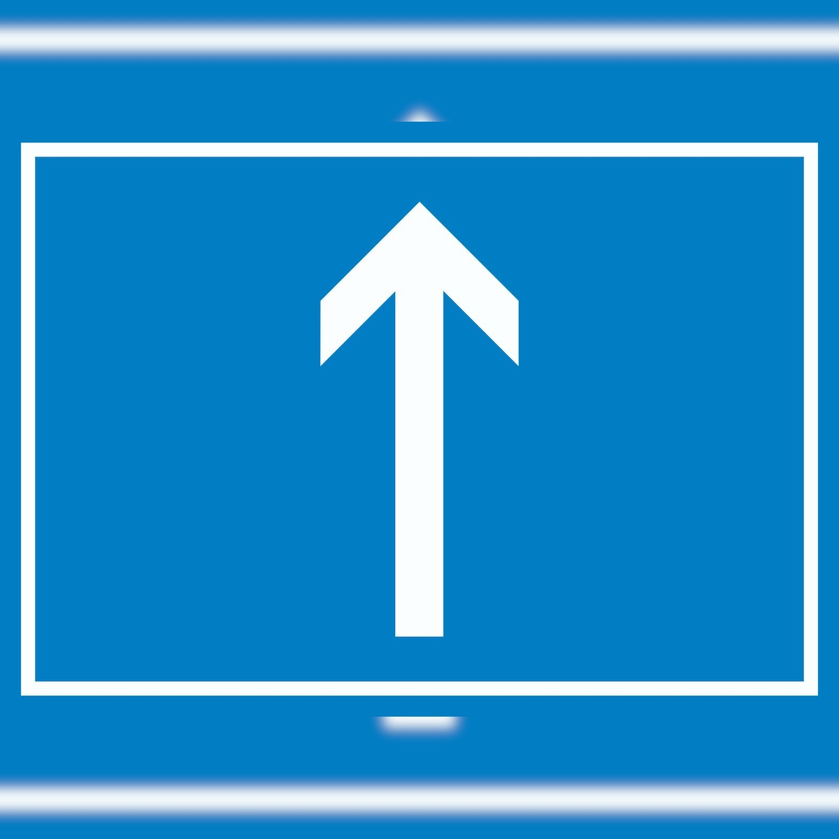HB-Druck Richtungspfeil hoch Schild waagerecht weiss blau Pfeil A1 Rückseite selbstklebend Image