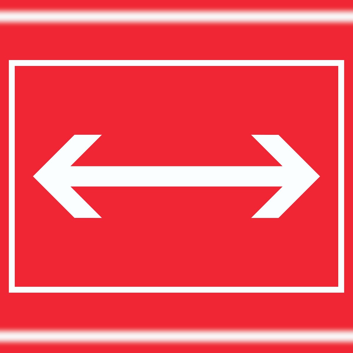 HB-Druck Richtungspfeil rechts links Schild waagerecht weiss rot Pfeil A3 Rückseite selbstklebend Image