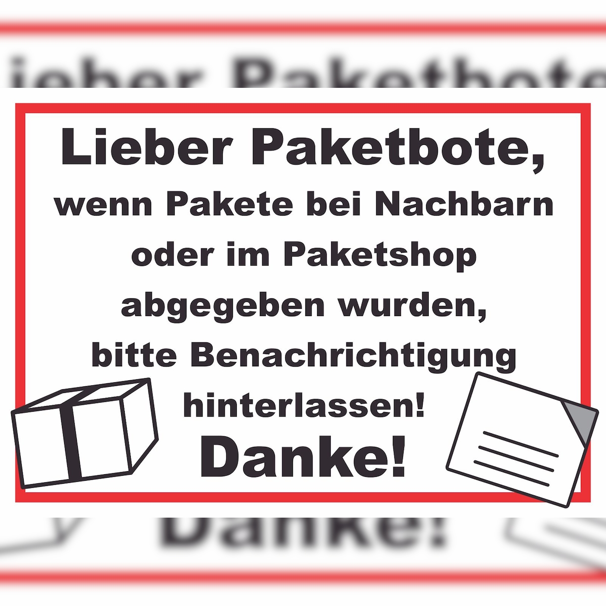 HB-Druck Wenn Pakete abgegeben Schild A6 Rückseite selbstklebend Image