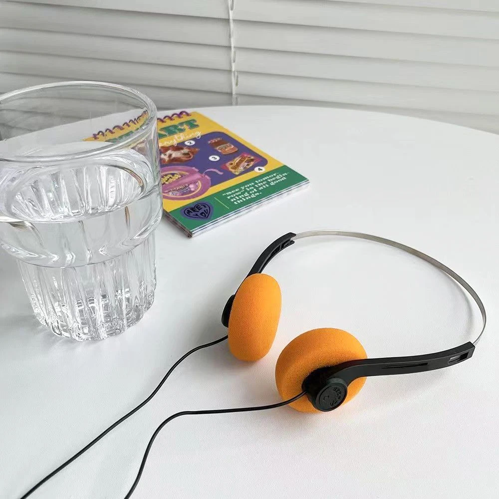 Universal Kopfhörer Musik MP3 Retro Tragbare 3,5mm Wired Headset Sport Mode Noise Cancelling Kopfhörer Helm Für Laptop PC Image