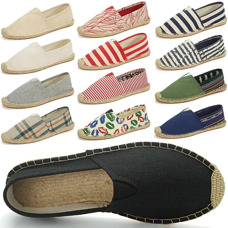 2026 Sommer Herbst Herren Canvas-Schuhe Atmungsaktive Herren-Freizeitschuhe Slip-On Hanf-Schuhe Graffiti Espadrilles Damen Schuhe Flats