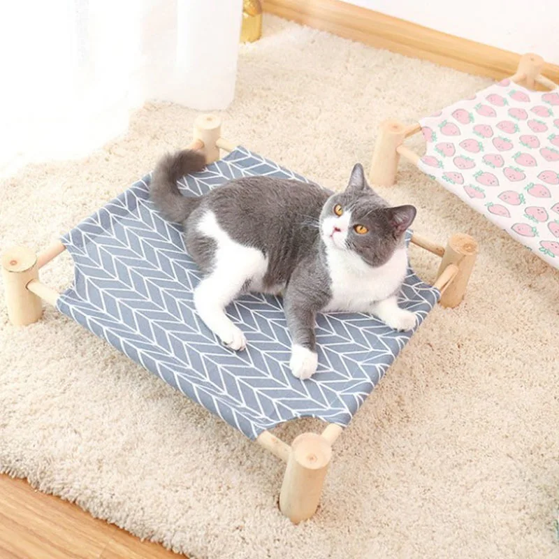 Katze Bett Haus Außen Universal Pet Bett Abnehmbaren Atmungs Pet Hängematten Bett für Katze Kleine Hund Durable Holz Rahmen Leinwand betten