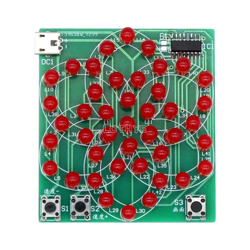 DIY Elektronische Windmühle mit Fließendem Wasser-Licht, Mehrere Musterstile, 43 LED, 5V, Spaßiges Lötbausatz-Trainingsset Image