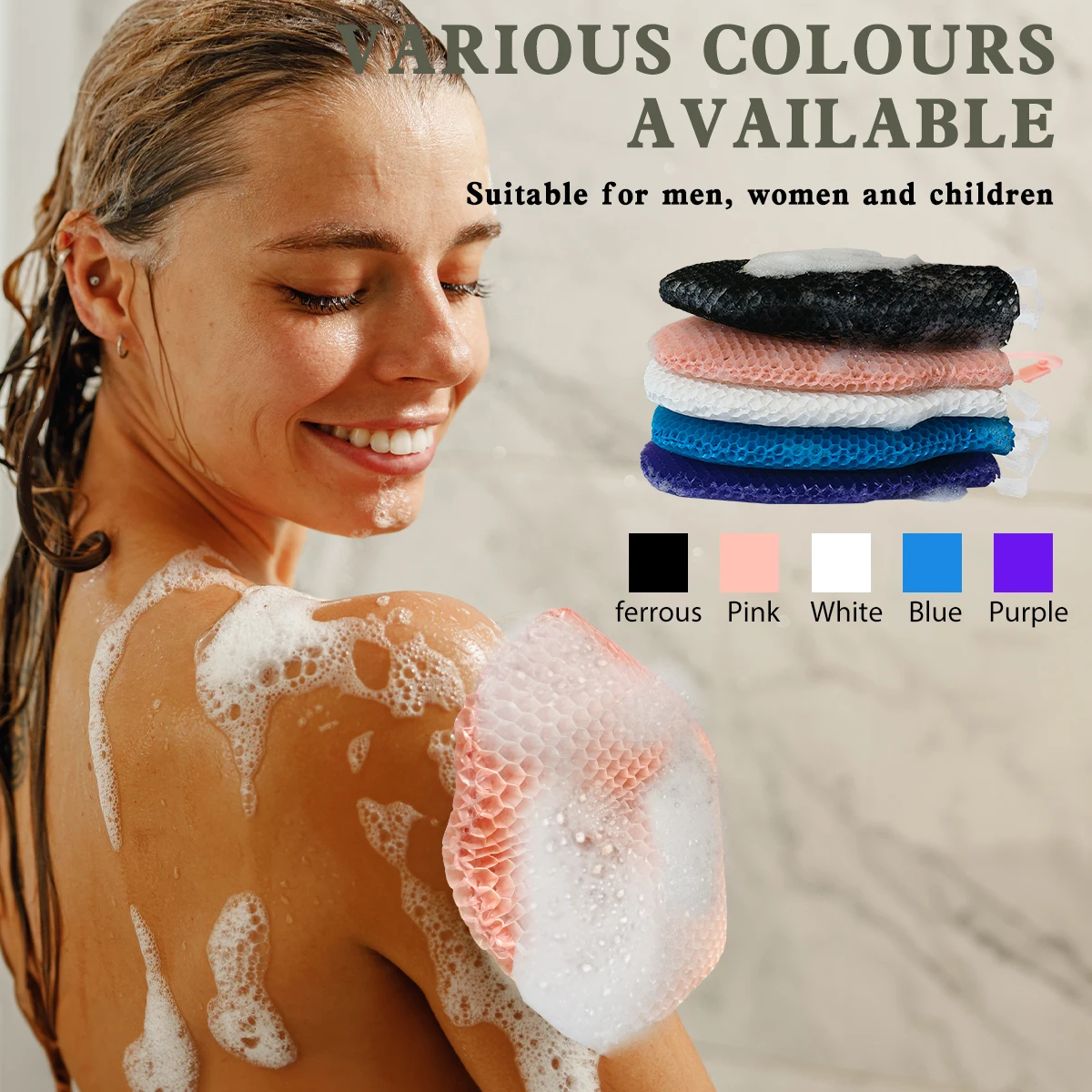 Waben-Schrubbhandschuhe aus TPU-Material – Mehrfarbig erhältlich, sanftes Peeling, sicher und langlebig für junge und alte Menschen. Image