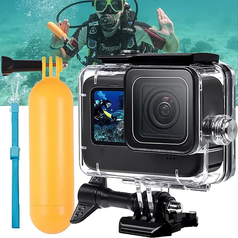 Wasserdichtes Gehäuse und schwimmender Handgriff für Gopro Hero 12 11 10 9 unterstützt 40m Unterwasser-Tauchen Schnorcheln Tief tauchen Image
