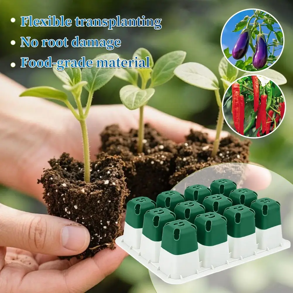 12-Loch Kunststoff-Anzuchttopf für Sukkulenten, Saatgut-Anzuchtbox, Pflanzentöpfe, Garten-Saatschale, Hydroponik-Anbausystem Image