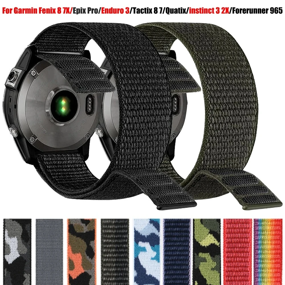 26mm 22mm Klettverschluss Nylon Uhrenarmband für Garmin Fenix 8 E 7 7X 6X Pro/Enduro 3 2/Epix Pro/Instinct 3 2X Schnellverschluss-Armband