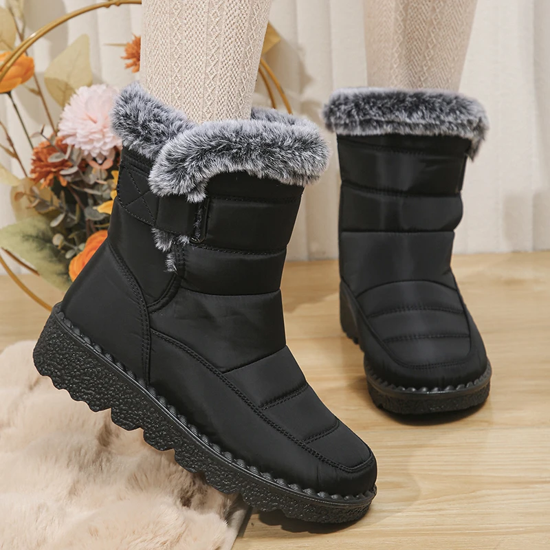 2024 wasserdichte Schnee Stiefel für Frauen Winter Schuhe Faux Pelz Plüsch Stiefeletten Frau Plus Größe Nicht-Slip Warme baumwolle Botas Mujer