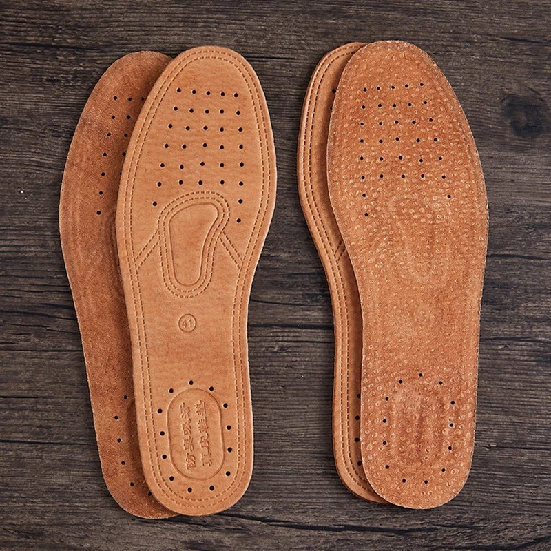 1 Paar Rindsleder-Einlegesohlen für Schuhe, Herren, bequem, Deodorant, lässig, Leder-Einlegesohle, Füße, hochwertiges echtes Leder, flache Schuhsohle Image