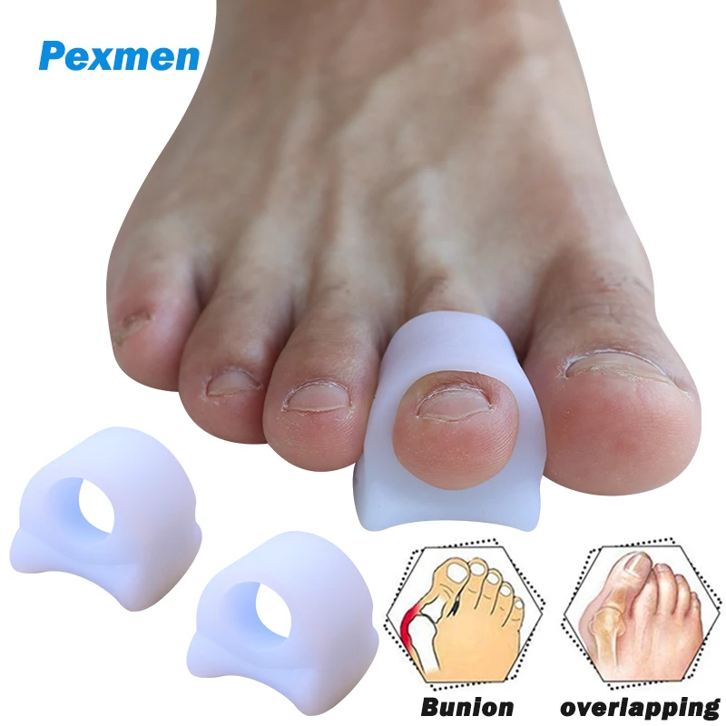 Pexmen 2/4 Stück Zehentrenner-Schutz, Gel-Zehen-Abstandshalter, Bunion-Korrektor, Spreizer für Hammerzehen, überlappende Zehen, Bunion-Pads Image