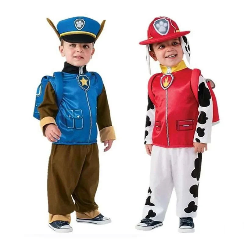 Paw Patrol Cosplay Cartoon-Kostüm für Kinder Kreatives Bühnenauftritt-Outfit Kostüm Chase Skye Verkleidung für Jungen und Mädchen Image