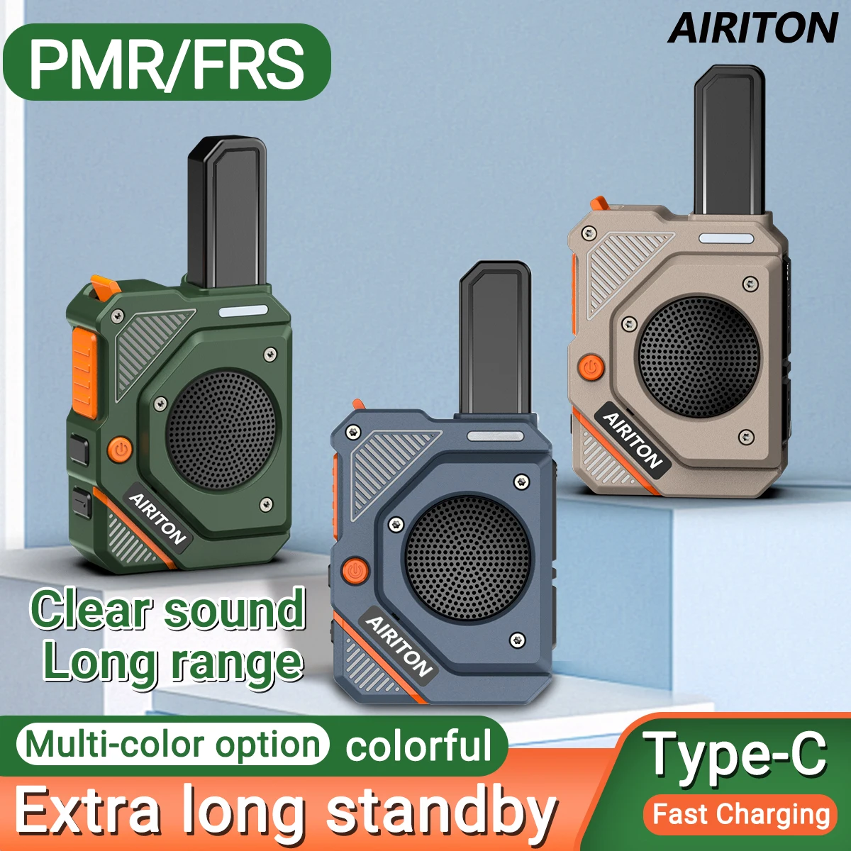 AIRITON AI-168 Mini Walkie-Talkies PMR Drahtloses Frequenzkopiergerät VOX Klarer Ton NOAA Typ-C-Ladung Tragbares Outdoor-Amateurfunkgerät Image