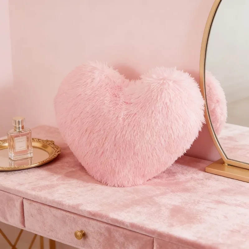 Rosa Herz-Kissen 30x40cm Dekoratives Kissen für Wohnzimmer Schlafzimmer Sofa Stuhl Gemütliches Akzent- und Lesenischen-Komfortstück Image