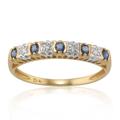 9ct Yellow Gold 0.24ct Natural Sapphire & Diamond Half Eternity Ring