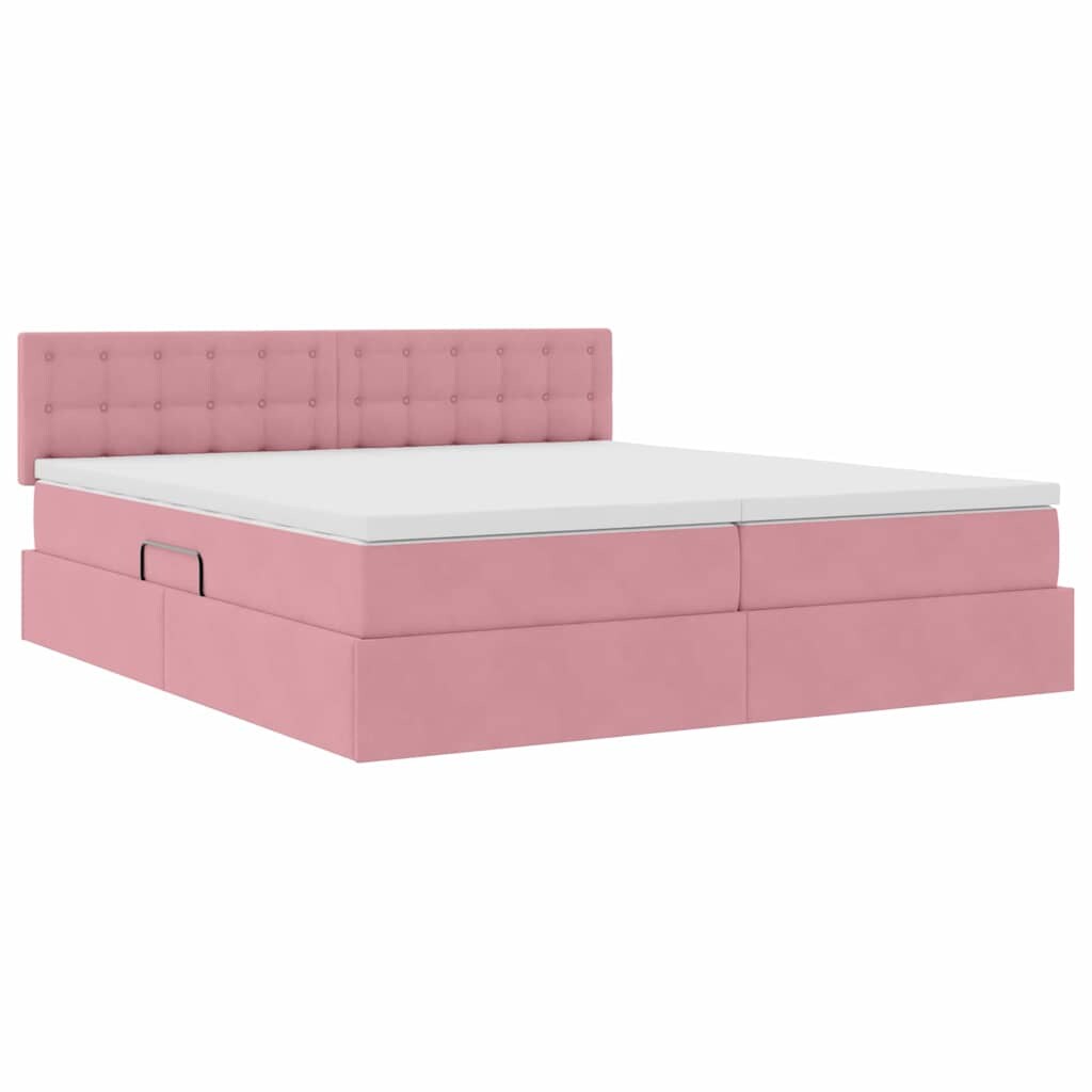 vidaXL Aufbewahrungsbett mit Matratze mit Kopfteil Rosa 90 x 200 cm Image