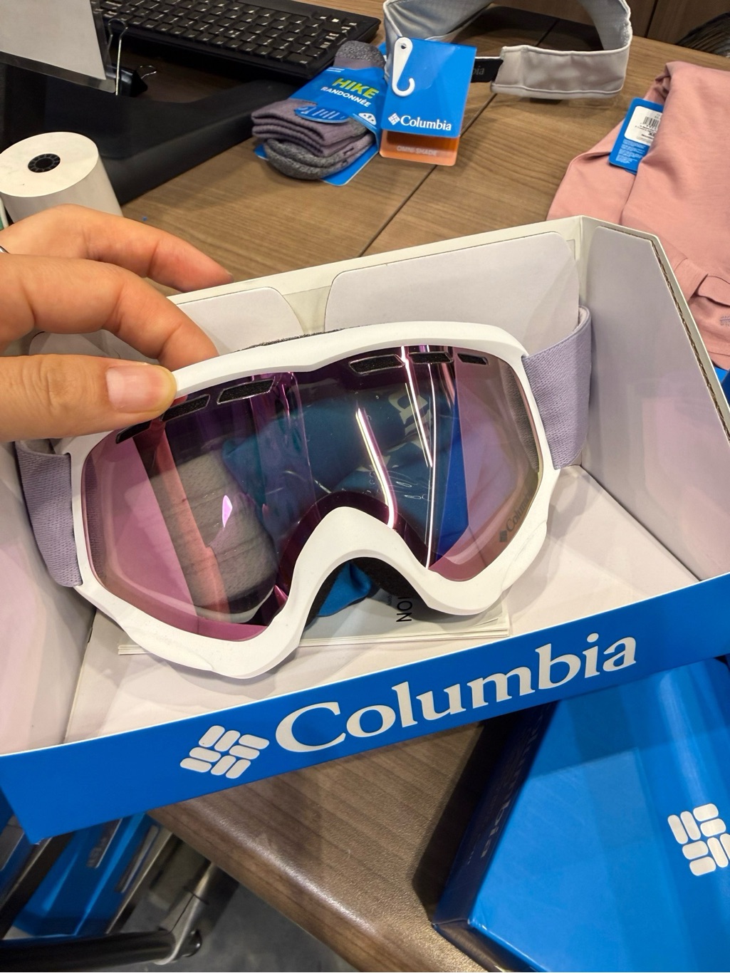 Columbia Accessories | Brand Newcolumbia White & Lavender Ski Goggles With Pink Lenssize S | Color: White | Size: Os
