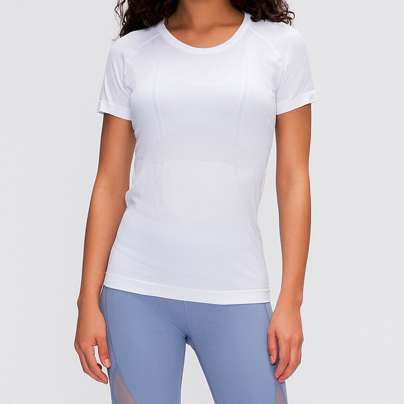 Women's pilates top Workout Shirt Yoga T-shirt Crew Neck Skin Friendly Lightweight Comfortable Sporty Short Sleeve Sports Solid Color Top For Gym Workout Running Fitness Activewear