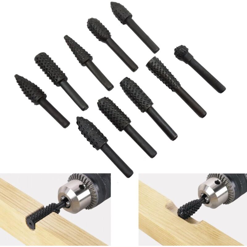 Raspa Per Legno, Set Di Lime Da 10 Pezzi, Set Di Frese Per Legno, Punte Da Trapano, Utensili Per Intaglio Del Legno, Levigatrice, Levigatrice A Rullo, Levigatrice Conica, Punte Da Trapano A Torsione