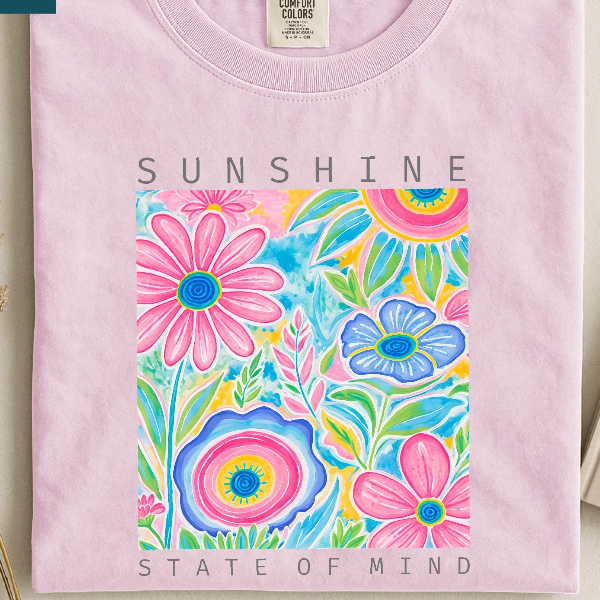 Sunshine State Of Mind Shirt, Trendy Women's Tee, Floral Sweatshirt, Beach T Shirt, Summer Vibes Tee, Comfort Colors T S red 3xl t Shirt