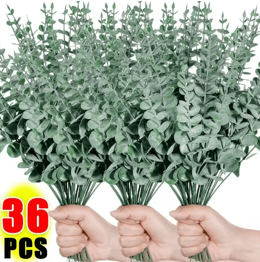 Artificial Eucalyptus Stems Silk Greenery Branches For DIY Wedding & Home Decor 12pcs light Green(a)