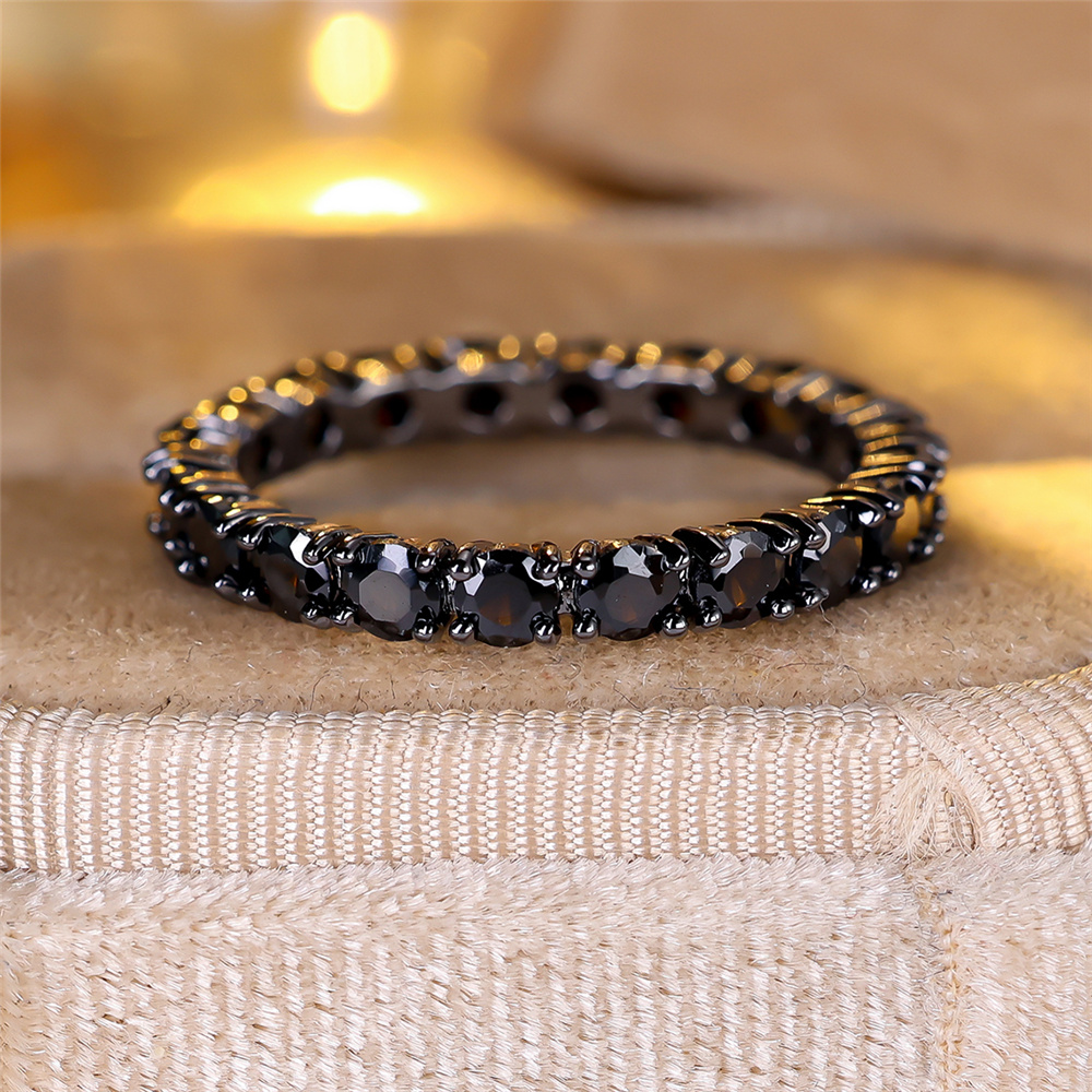 Elegant Black Zircon Engagement Ring For Women Promise & Wedding Jewelry black 9
