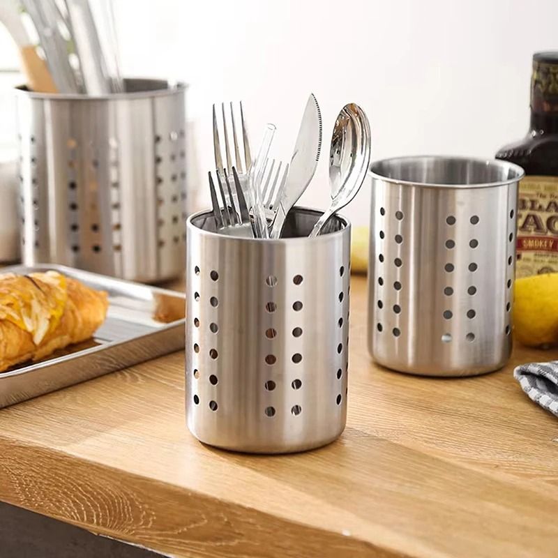 Stainless Steel Cutlery & Chopstick Holder | Breathable Countertop Organizer | Executive Kitchen Drainage Basket a