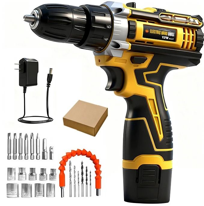 PowerDrive Cordless Electric Screwdriver Drill Combo Home DIY Kit d