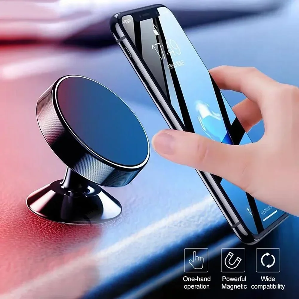 Universal Magnetic Car Phone Holder Rotating Mount For All Smartphones silver