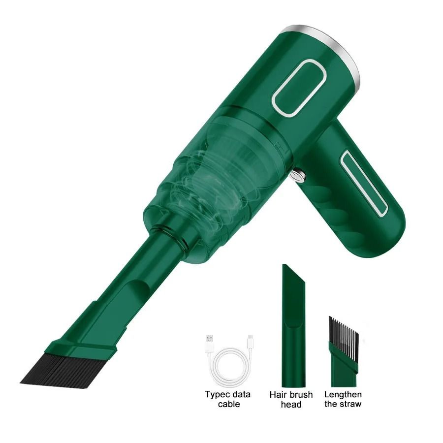Wireless ABS Car & Home Vacuum Portable High Power Mini Cleaning Machine For Carpets, Seats & Household Appliances green