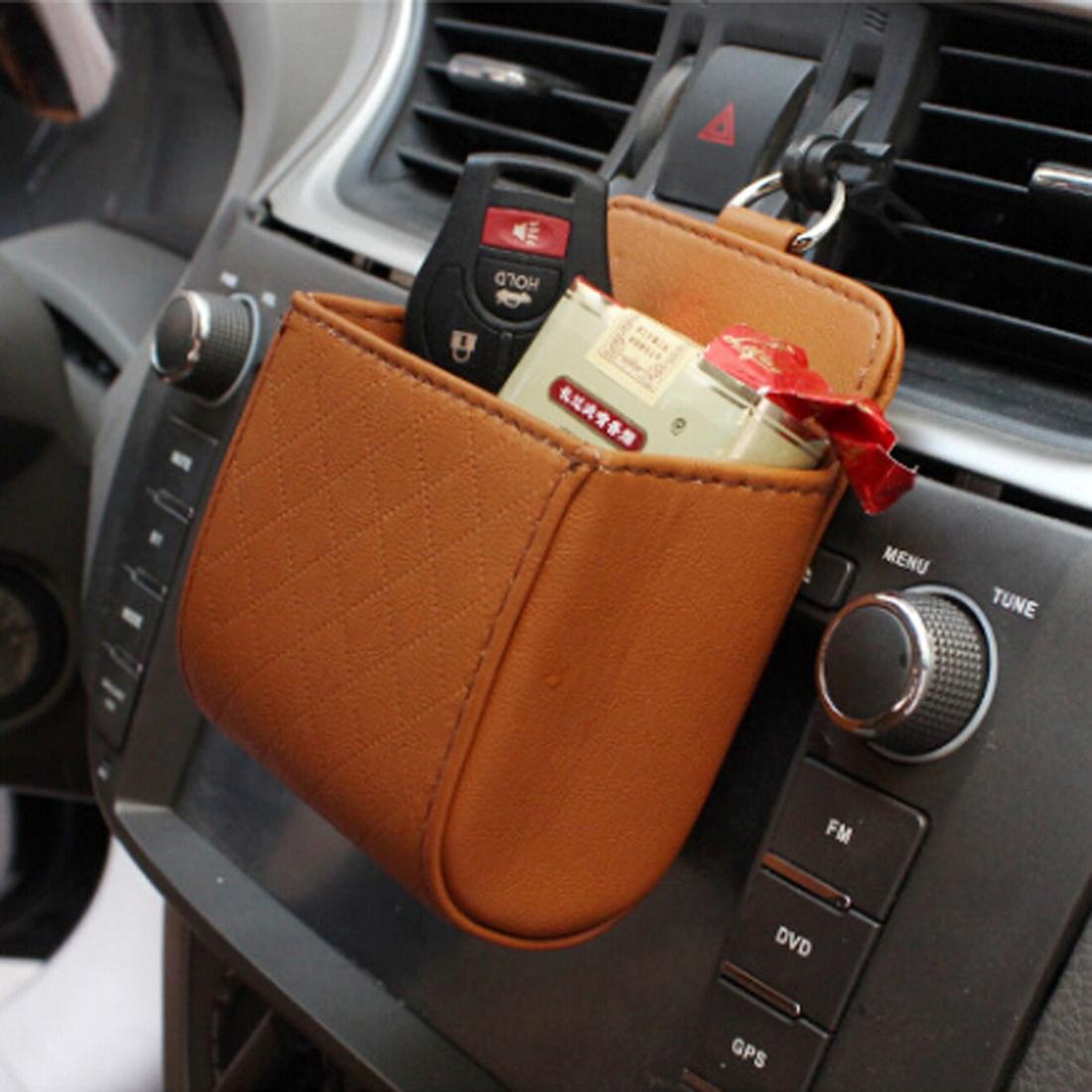 Car Air Vent Phone Holder Pouch Car Storage Organizer & Cell Phone Holder Bag For Safe Driving black
