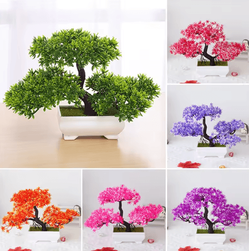 Artificial Bonsai Plant Mini Potted Tree For Desk & Home Decor 8