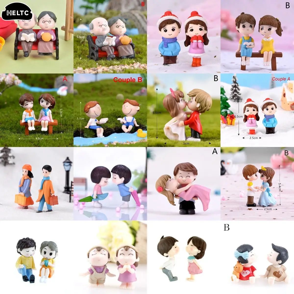 Fairy Garden Miniatures Couple Set With Tree Bench Whimsical Miniature Garden Decor For Terrariums & DIY Landscapes 3