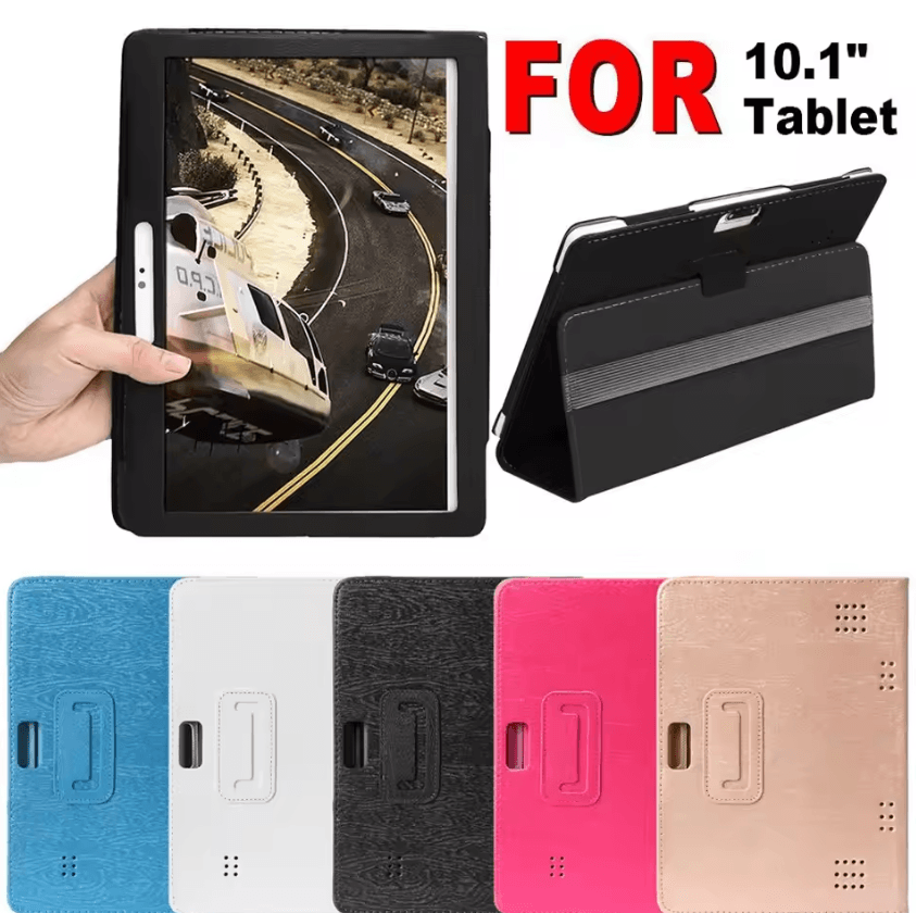 FlexGuard Universal Tablet Case PU Leather Flip Stand Cover For 10.1 Android Tablets rose Red
