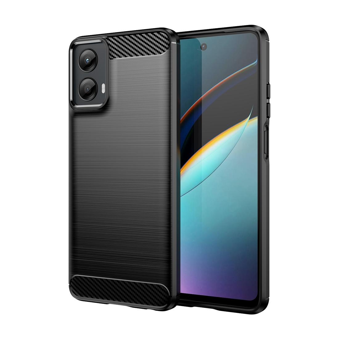For Motorola Moto G 5G 2024 Carbon Fiber Brushed Texture TPU Phone CaseBlack For Motorola Moto G77 black