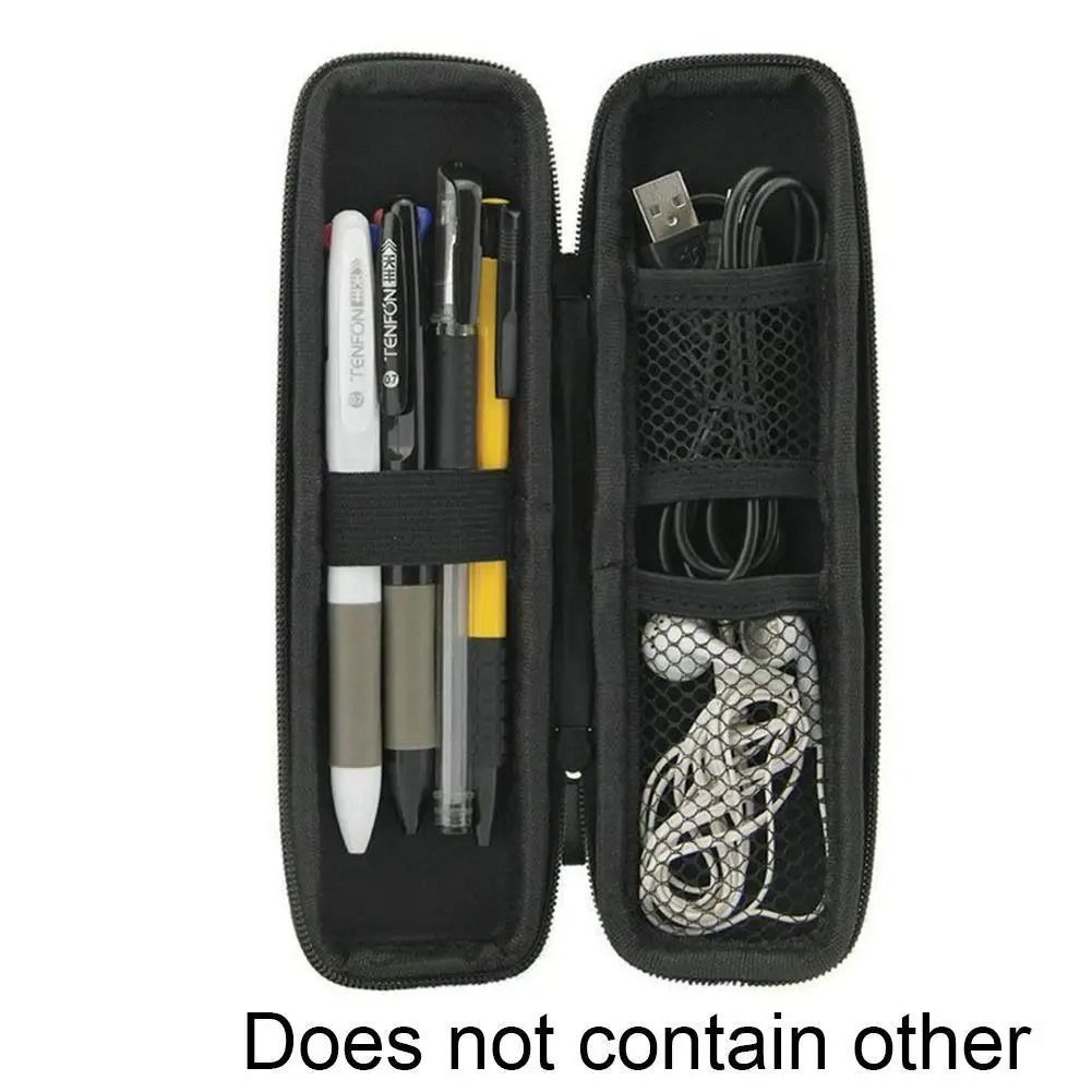 Black EVA Hard Shell Stylus And Pen Pouch With Internal Mesh Organizer And Secure Zipper Closure one size