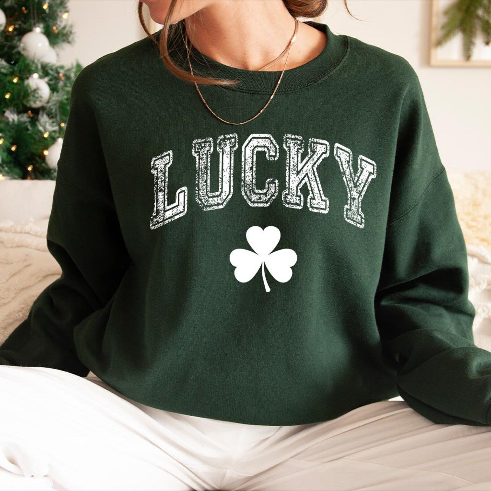 Retro Lucky Shamrock Sweatshirt | Womens St. Patricks Day Outfit Vintage Clover Crewneck Pullover charity Pink m sweatshirt