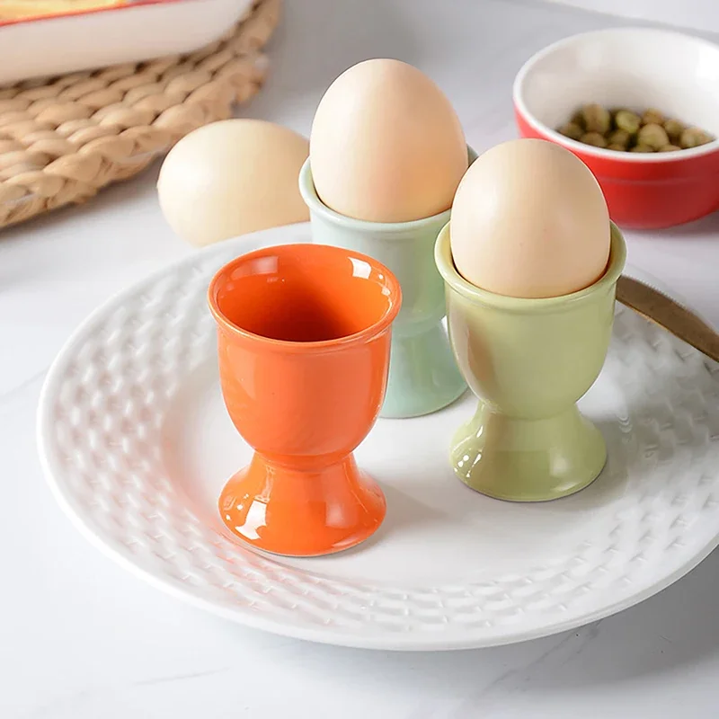 Macaron Ceramic Egg Cup Holder For Breakfast And Elegant Egg Serving pink