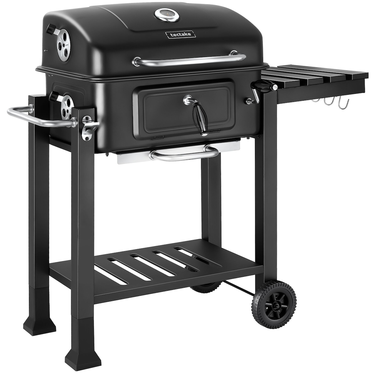 TecTake GmbH tectake Holzkohlegrill Florian höhenverstellbare Kohlewanne Grillwagen mit Rädern 110x64x104cm Anthrazit Image