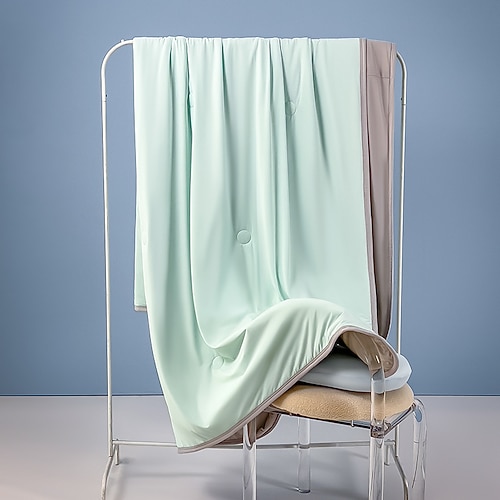 Eiscremeweiche, kühlende Sommerdecke – atmungsaktive, kühlende Decke gegen nächtliches Schwitzen, leichte Ganzjahresdecke mit Klimaanlagenfunktion, waschbar, blau Image