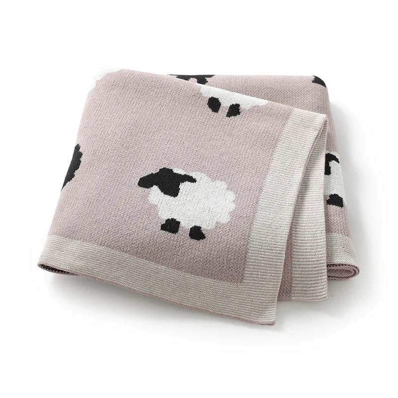 Neugeborenen-Babydecken aus Baumwolle, gestrickt, für Jungen und Mädchen, Kinderwagen-Bettwäsche, Schlafbezüge, 90 x 70 cm, Kleinkind-Unisex-Überwürfe Image