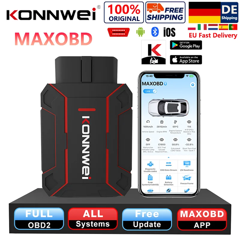 2026 KONNWEI MAXOBD Vollsystem OBD2 Scanner Bluetooth 5.2 Auto-Diagnosegerät für Motor/Getriebe/ABS/Airbag Codeleser Kostenloser Versand Image