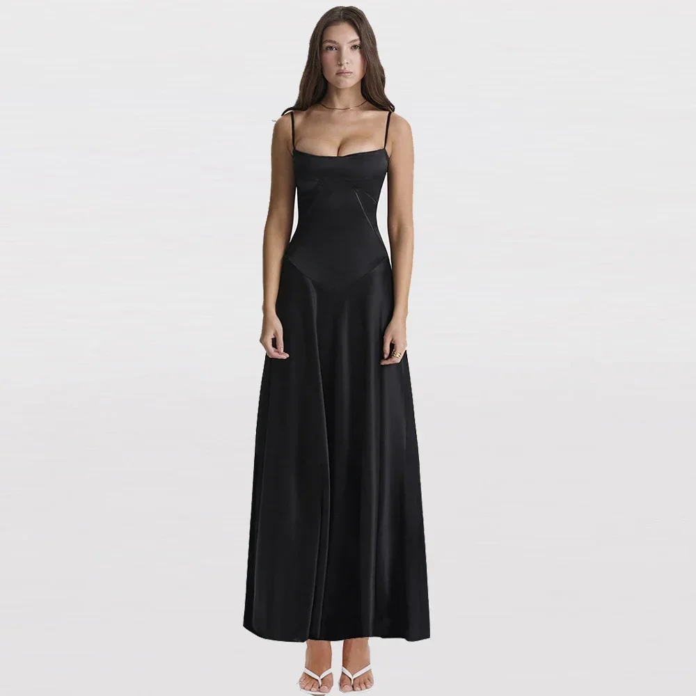Suninheart Sommer Schwarz Spaghetti Strap Lace Up Formale Kleid Pailletten Aushöhlen Prom Party Abendkleid Sexy Frauen Neue In Kleid Image