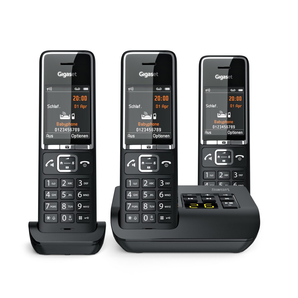 Gigaset Comfort 550A Trio Schnurloses Telefon, Schwarz/Chrom