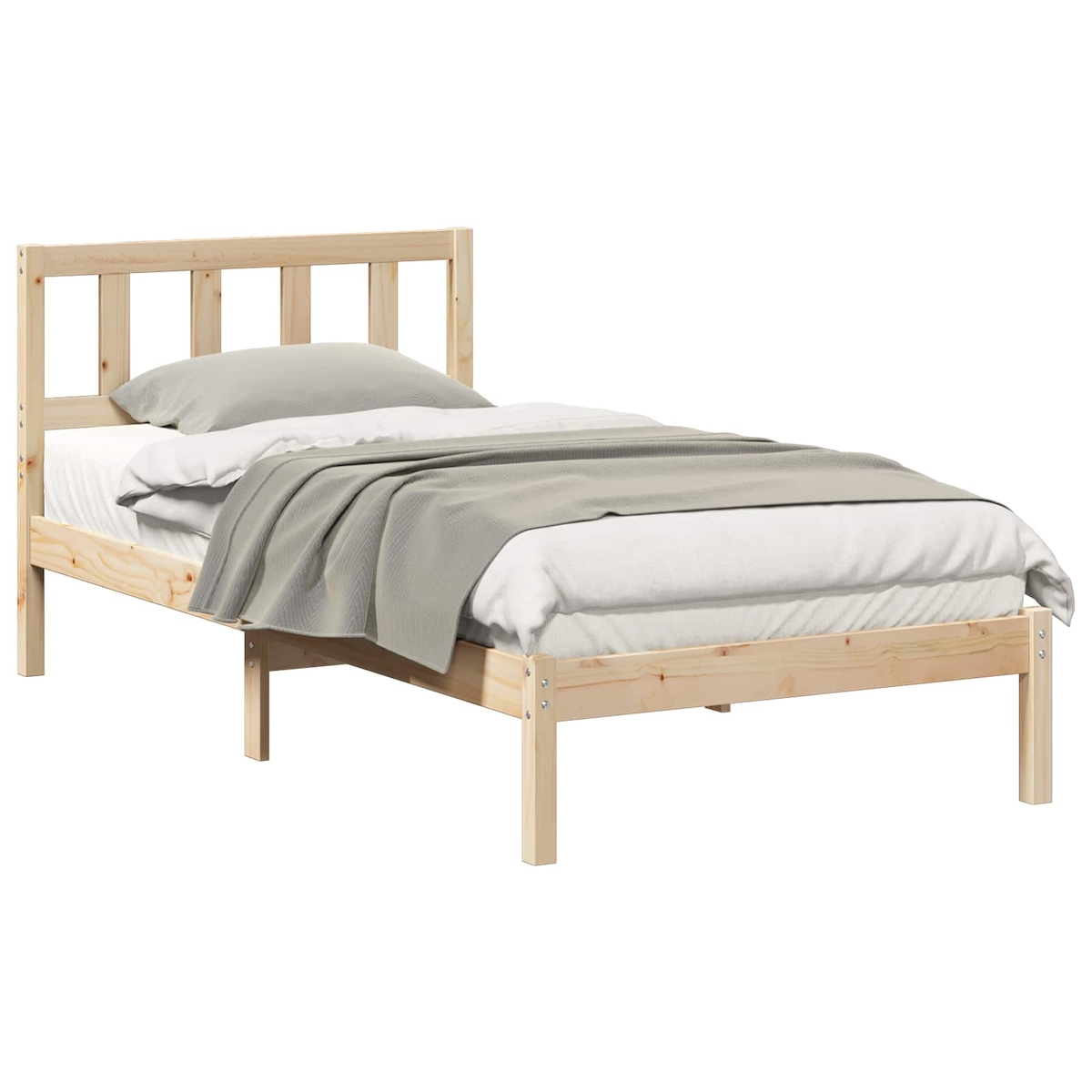 vidaXL Bettrahmen mit Kopfteil Braun 75 x 190 cm Massives Kiefernholz Image