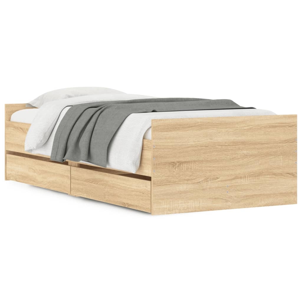 vidaXL Bett mit Schubladen Sonoma-Eiche 75x190 cm Image
