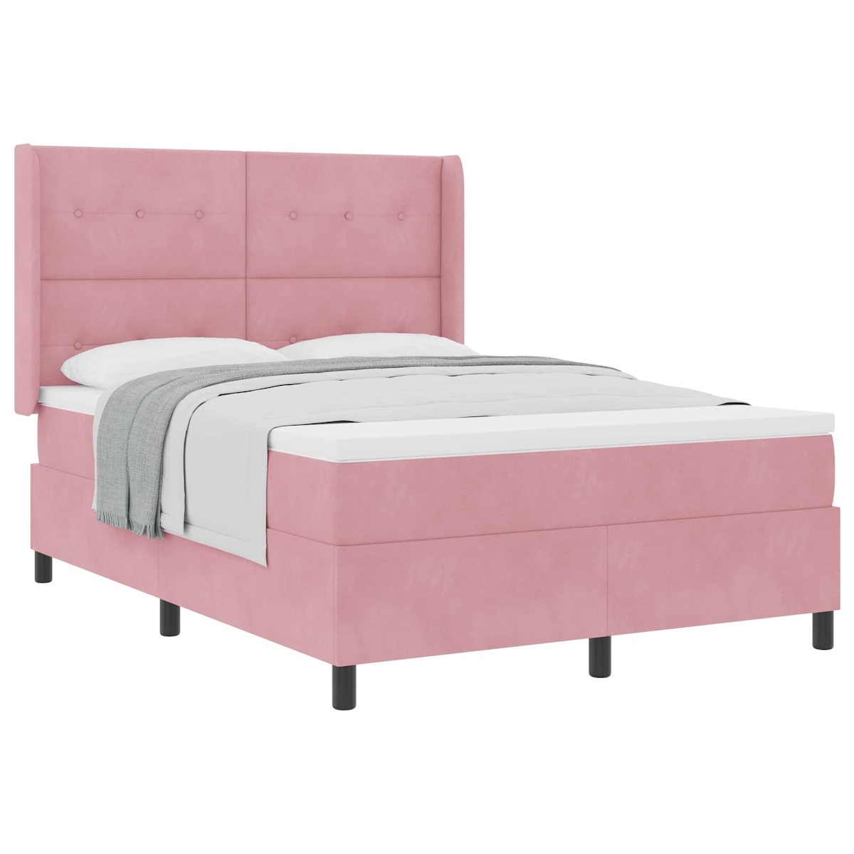vidaXL Boxspringbett mit Matratze mit Kopfteil Rosa 140 x 190 cm Samt Image