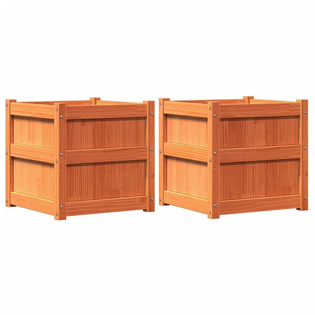 vidaXL Pflanzkübel 2 Stk. Wachsbraun Massivholz Kiefer Image